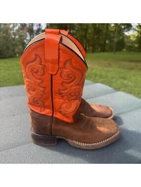 Old West Orange Kids Boots- 13d